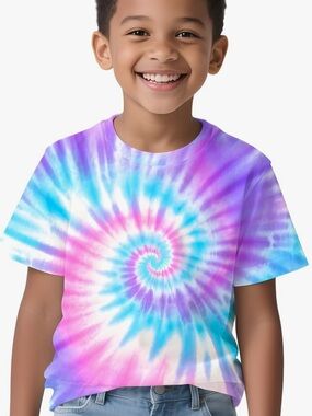 NWT Kids Silky Soft Bright Rainbow Tie-Dye T-Shirt | Size XS